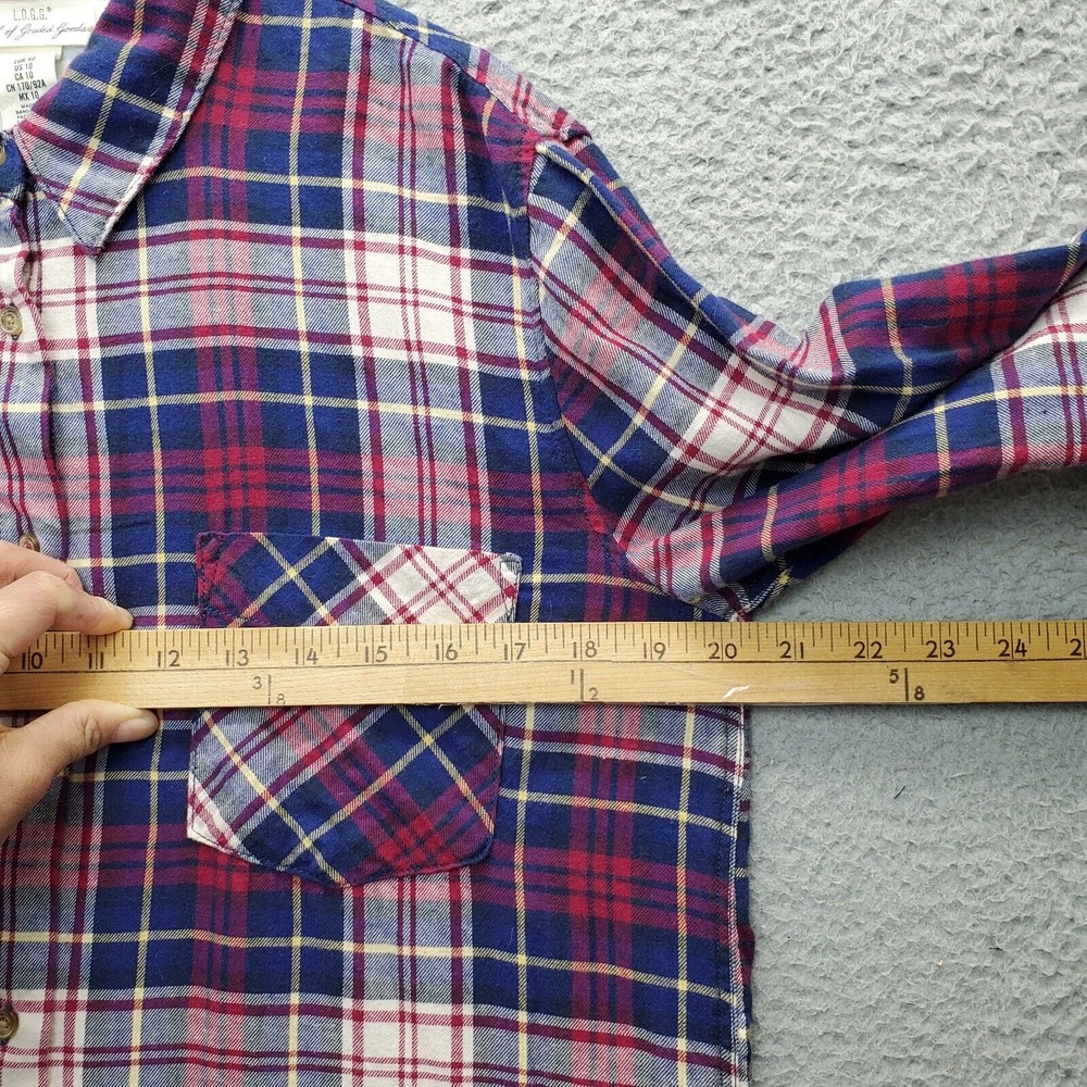 L.O.G.G. Long‎ Shirt Womens Size 10 Multi Plaid Long Sleeve Collared Button Down - Picture 7 of 8